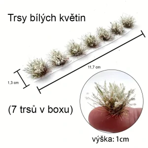 Trsy bílých květin 7 ks