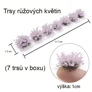 Trsy růžových květin 7 ks
