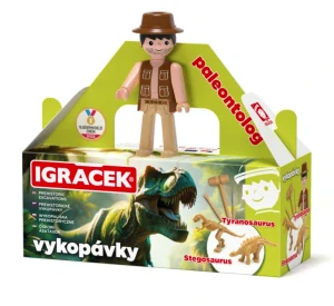 IGRÁČEK - Paleontolog s vykopávkami dinosaurů Tyranosaura a Stegosaura