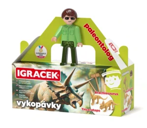 IGRÁČEK - Paleontolog s vykopávkami dinosaurů Triceratopse a Brachiosaura