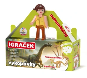 IGRÁČEK - Paleontoložka s vykopávkami dinosaurů Parasaurolophuse a Diplodocuse