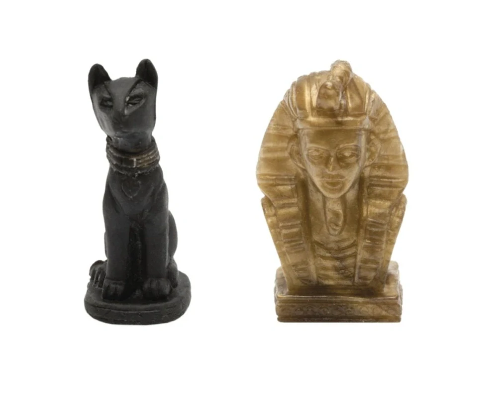 IGRÁČEK - Archeolog s egyptskými vykopávkami masky faraona a sošky bohyně Bastet